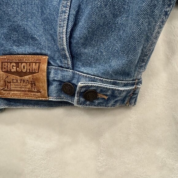 Vintage Big John Made InJapan Denim Jean Jacket S Western Motorcycle Bleached - Picture 9 of 10